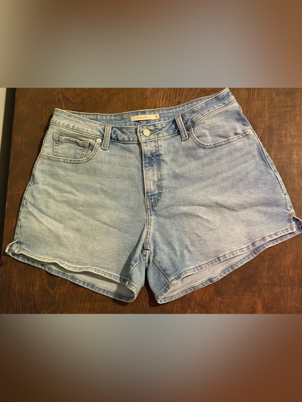 Levi's Light Blue Denim A Line Shorts Size 32 Inseam is 4”